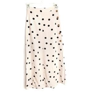 SOMETHING NAVY High Rise Button Down Polka Dot Midi Skirt Size XXS / XS